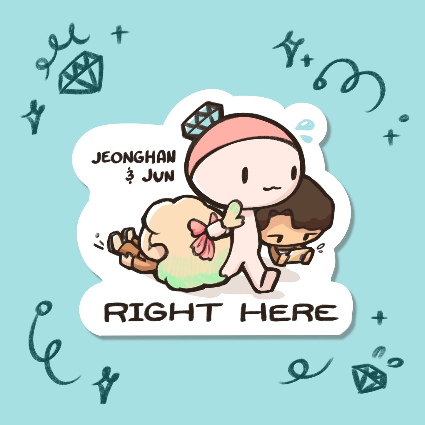 "Jeonghan and Jun Right Here" Sticker